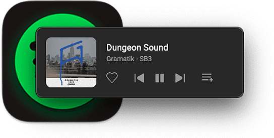 The spotify logo and a super cool looking widget on top of it